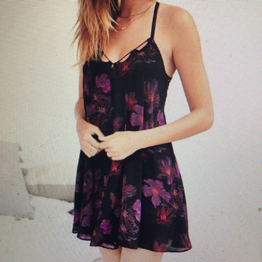 Urban Outfitters Black And Purple Flowy Dress